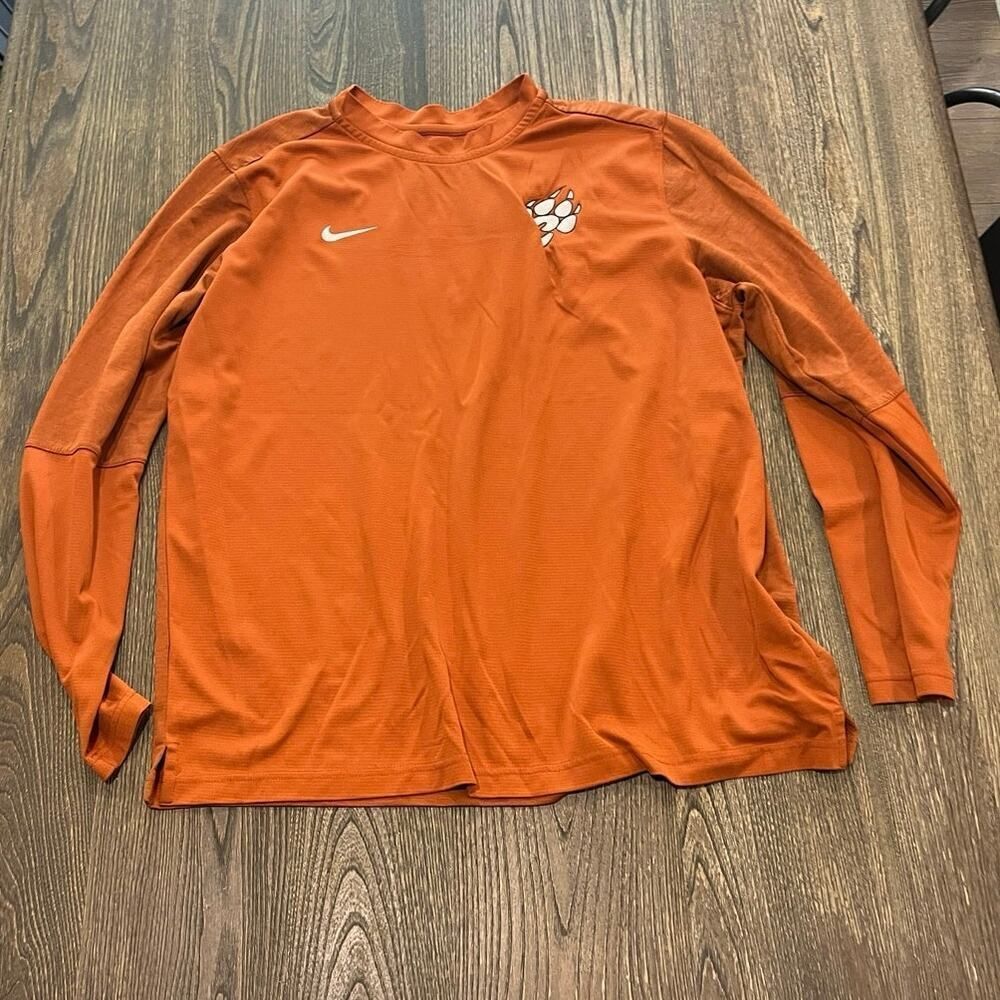 Nike Mens Dri-Fit Clemson Tigers On Field Long Sleeve Shirt Orange/White Size XL